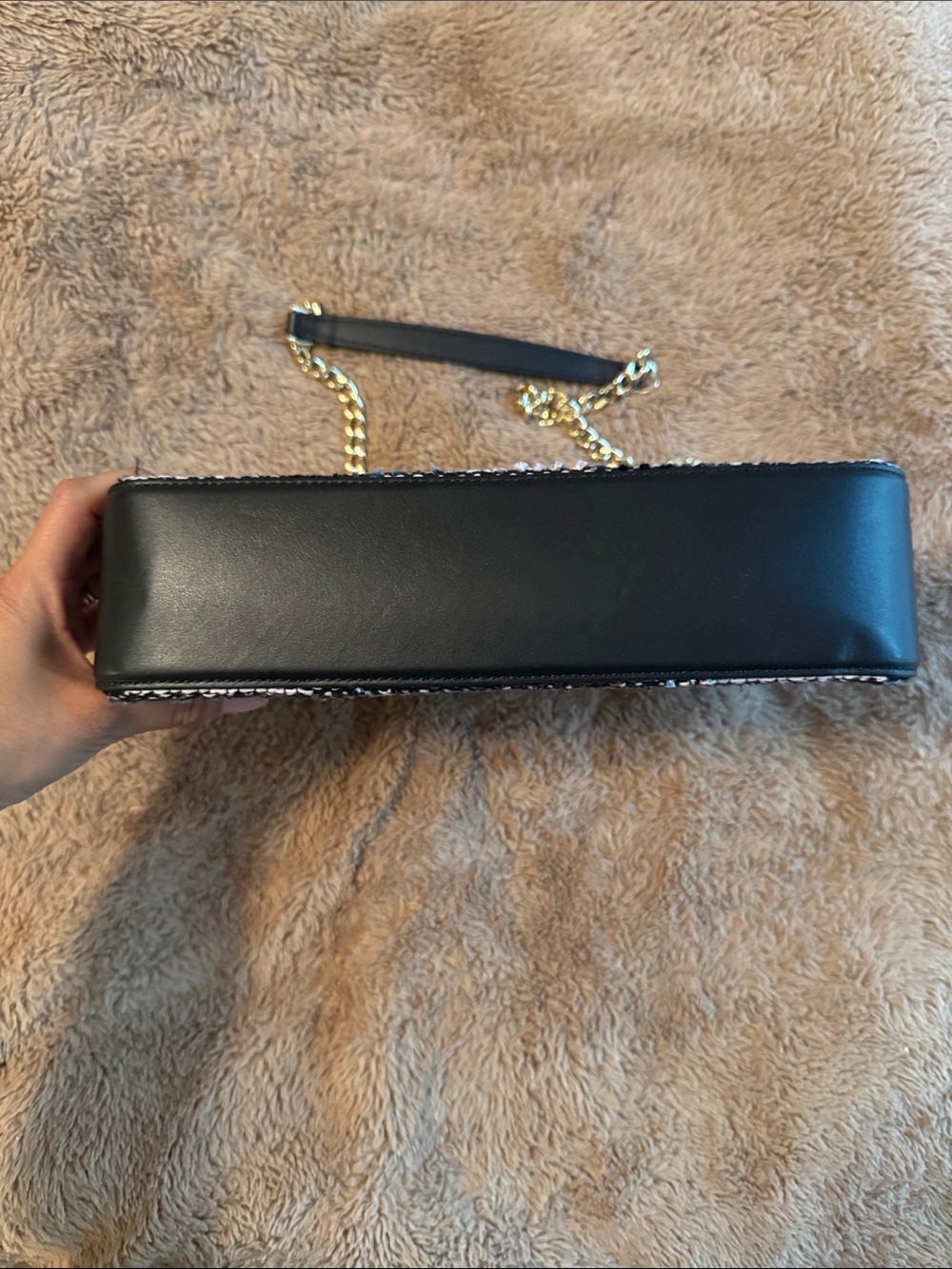 kate spade Black and White Tweed Chain Shoulder Bag with Gold Hardware - Picture 5 of 14